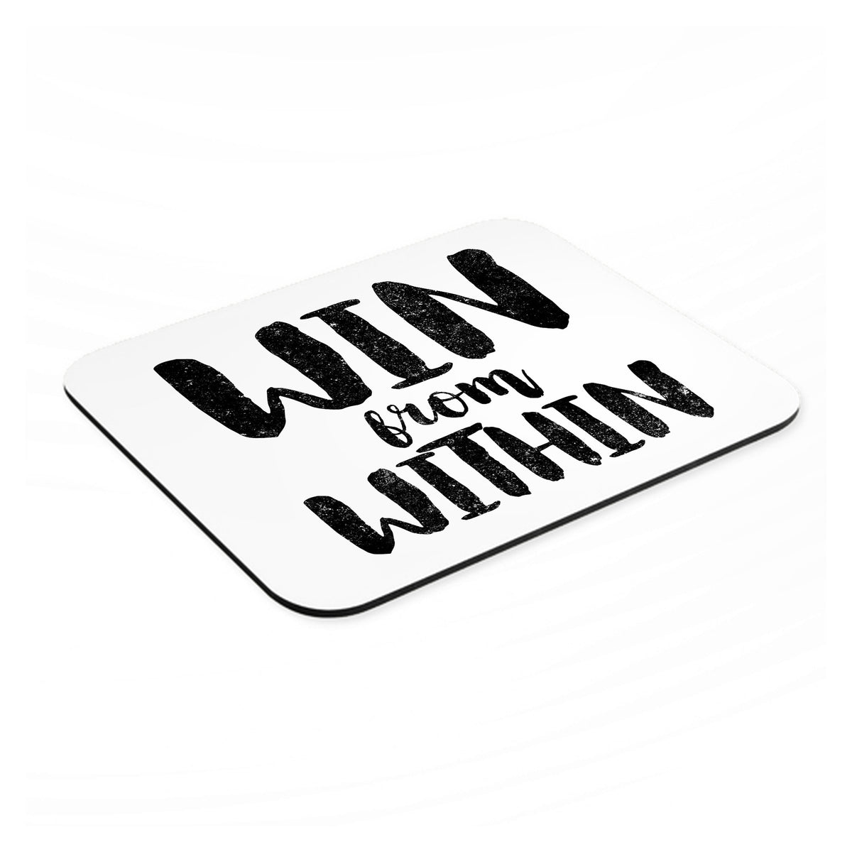 Win From Within mouse pad, angled view showing the 1/4 inch thick base