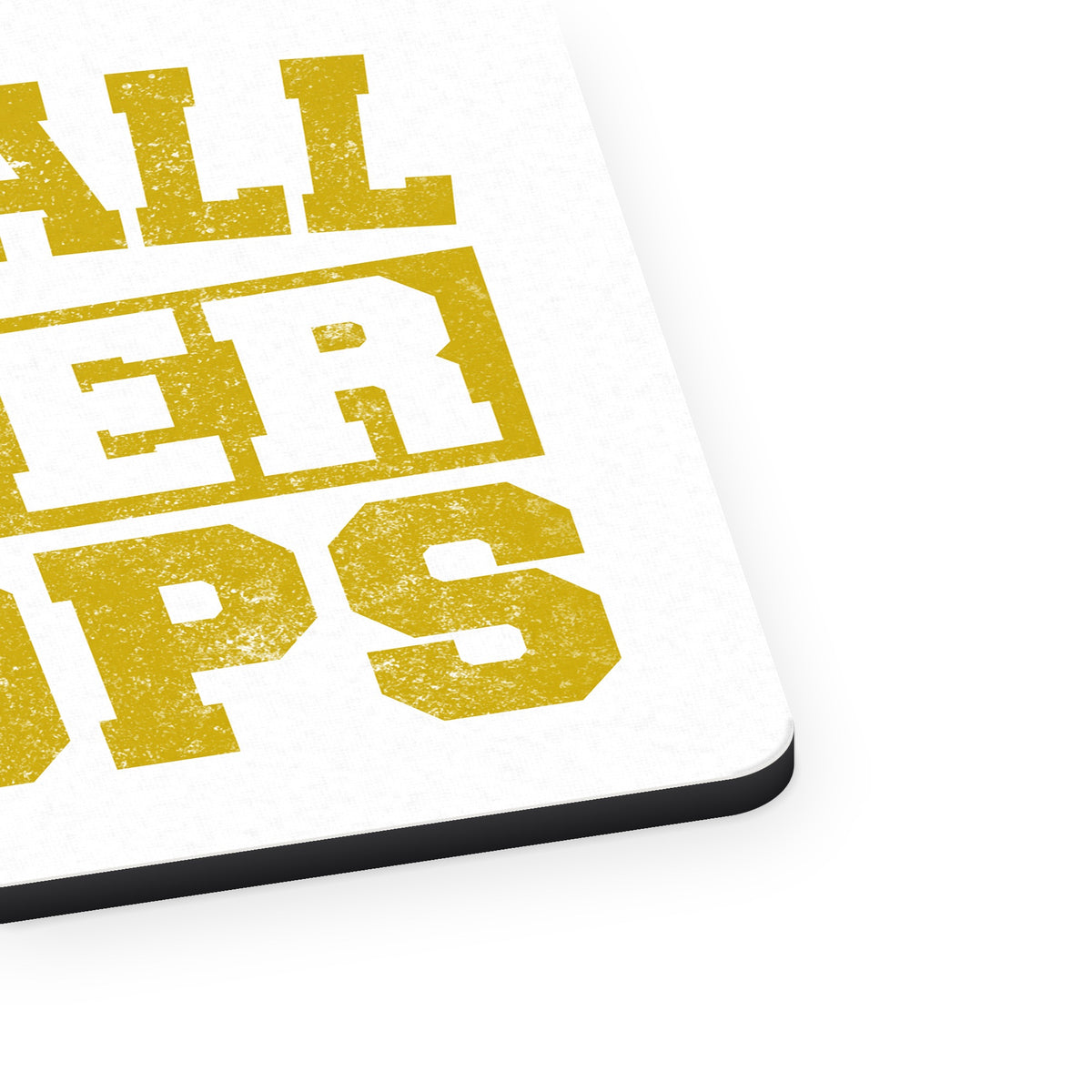 Football Never Stops mouse pad, close-up of the fabric surface and rubber edge