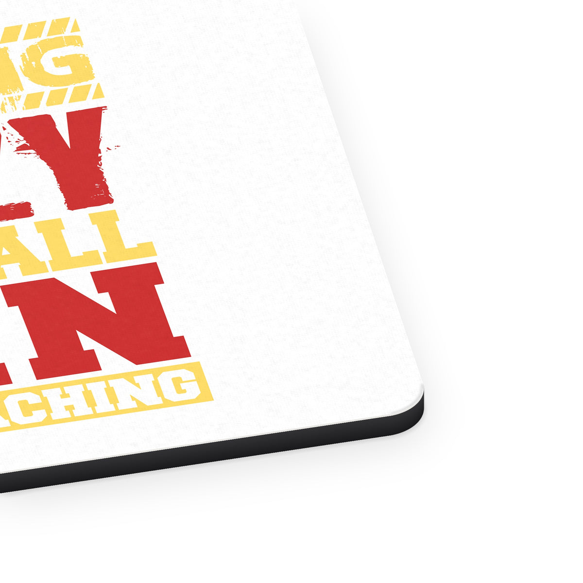 Warning Crazy Baseball Fan Approaching mouse pad, close-up of the fabric surface and rubber edge