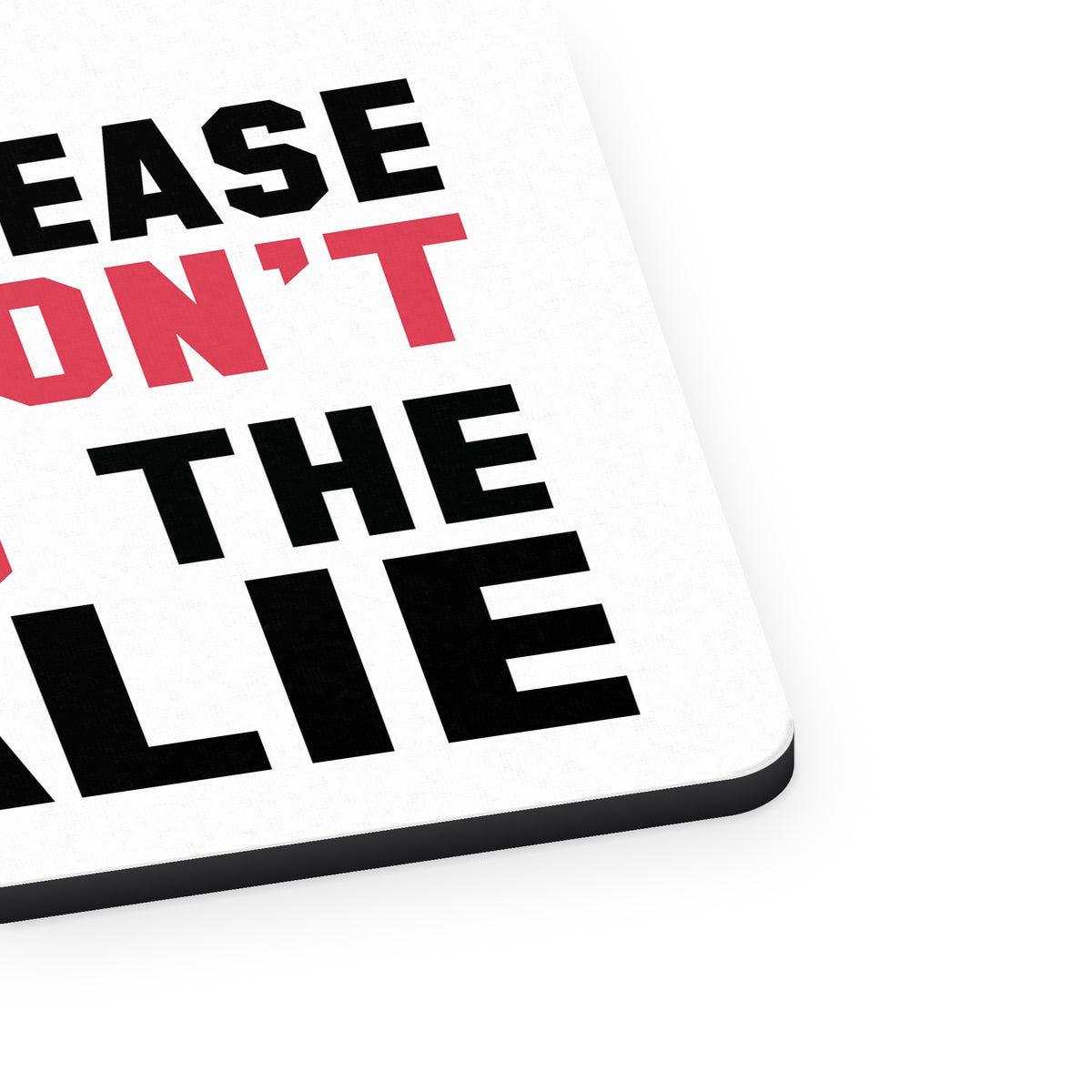 Please Don't Feed the Goalie mouse pad, close-up of the fabric surface and rubber edge