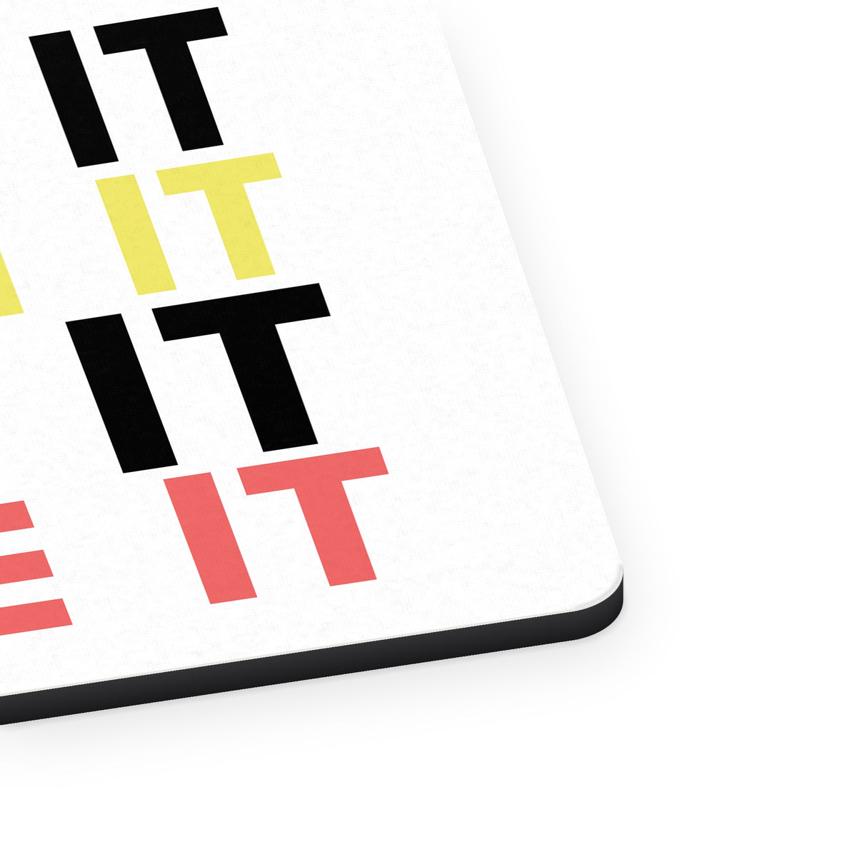 Serve It Smash It Win It Love It Tennis mouse pad, close-up of the fabric surface and rubber edge