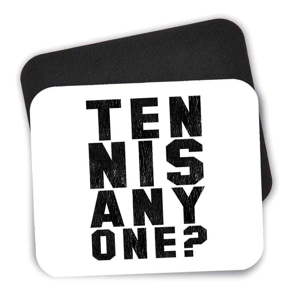 Tennis Anyone? mouse pad shown with its black non-slip rubber underside