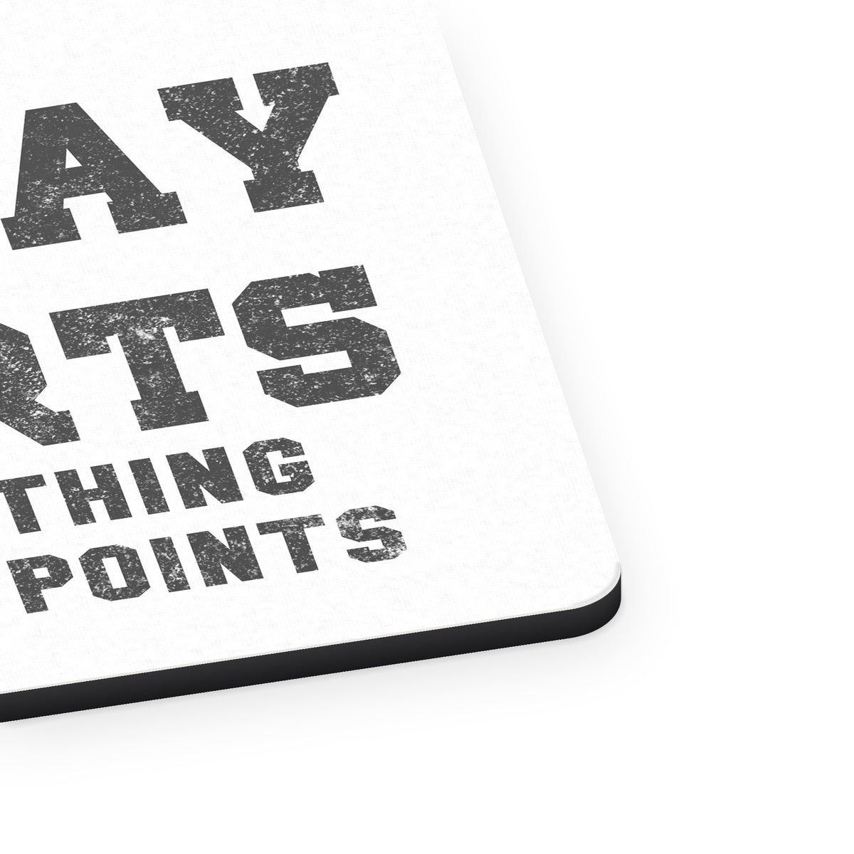 Hooray Sports Do The Thing Win The Points mouse pad, close-up of the fabric surface and rubber edge
