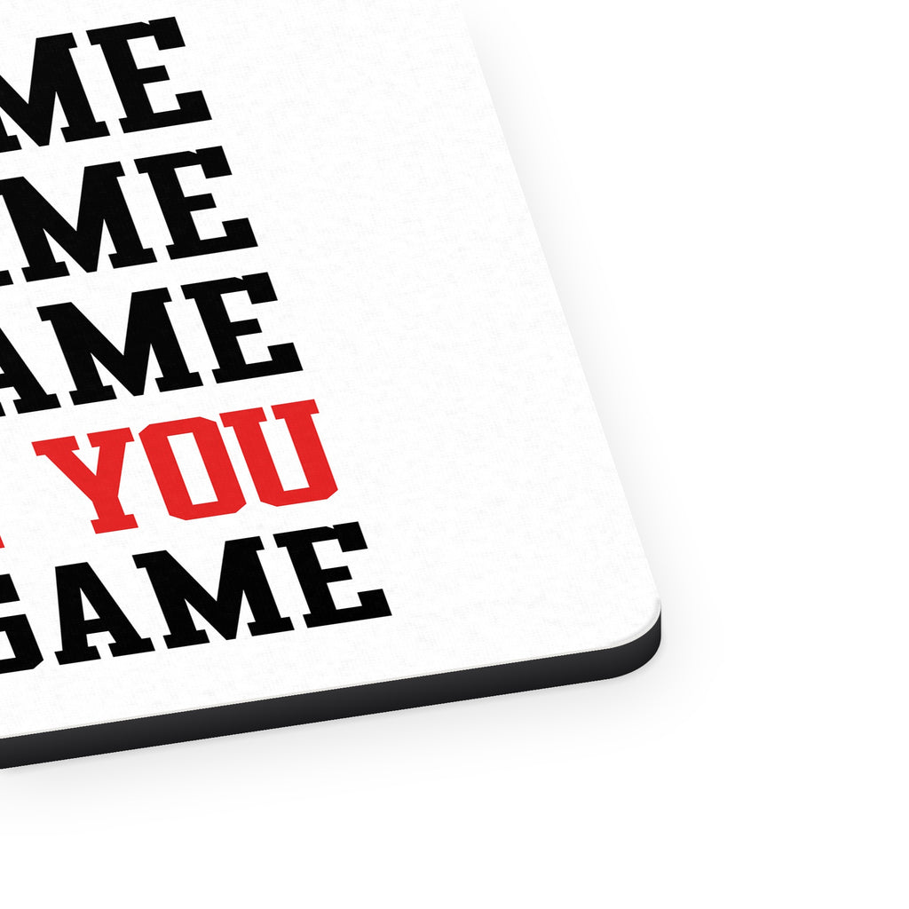 Good Game I Hate You Good Game mouse pad, close-up of the fabric surface and rubber edge