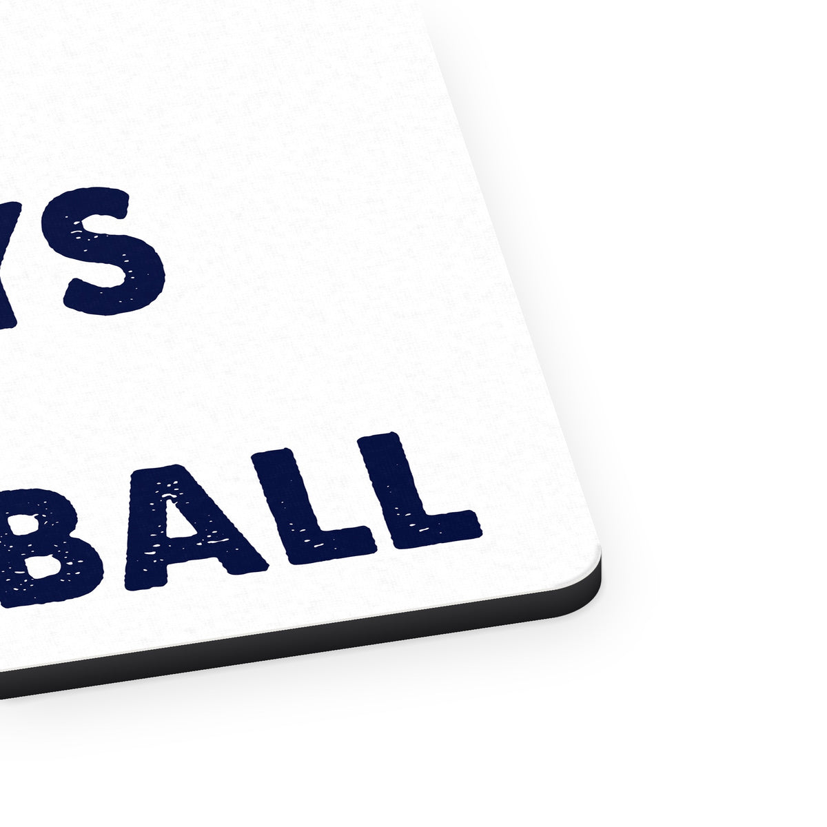 On Fridays We Football mouse pad, close-up of the fabric surface and rubber edge