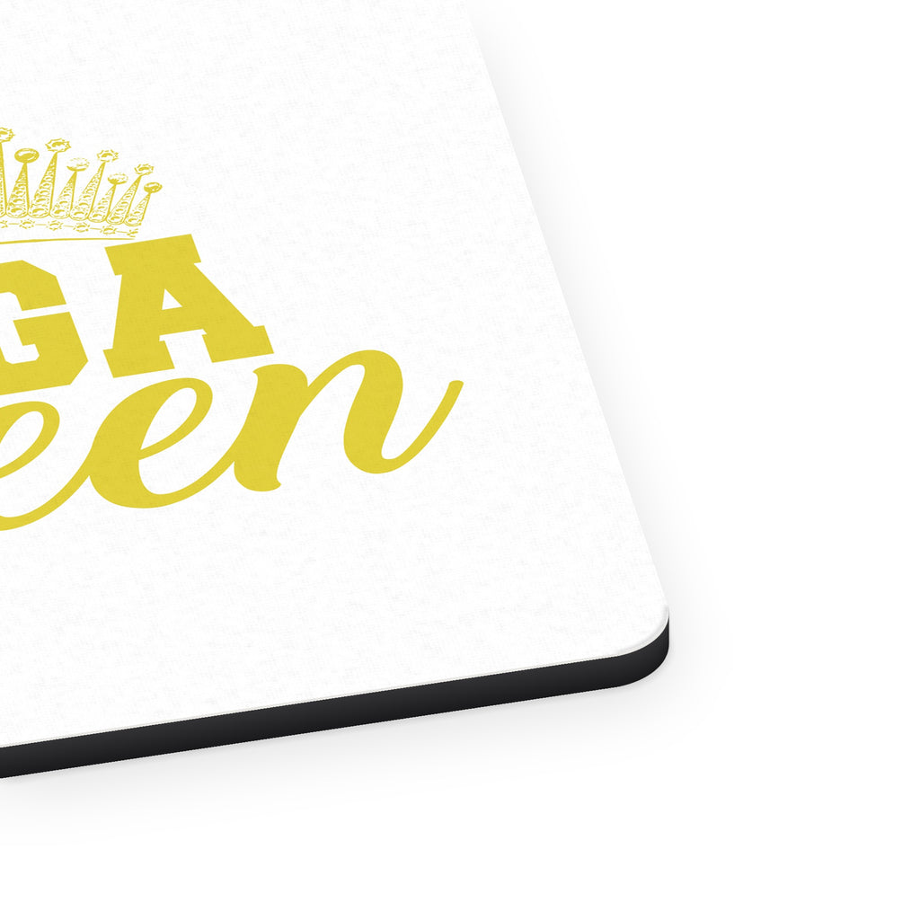 Yoga Queen Crown mouse pad, close-up of the fabric surface and rubber edge