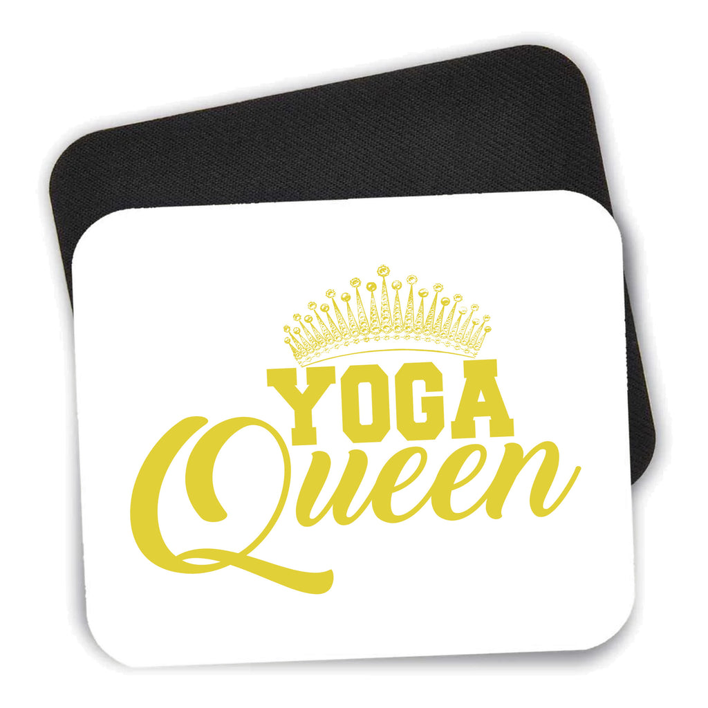 Yoga Queen Crown mouse pad shown with its black non-slip rubber underside