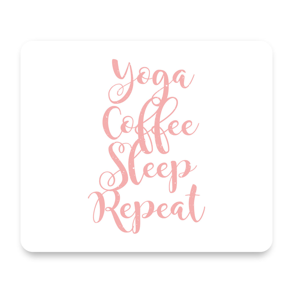 Yoga Coffee Sleep Repeat mouse pad, front view