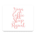Yoga Coffee Sleep Repeat mouse pad, front view