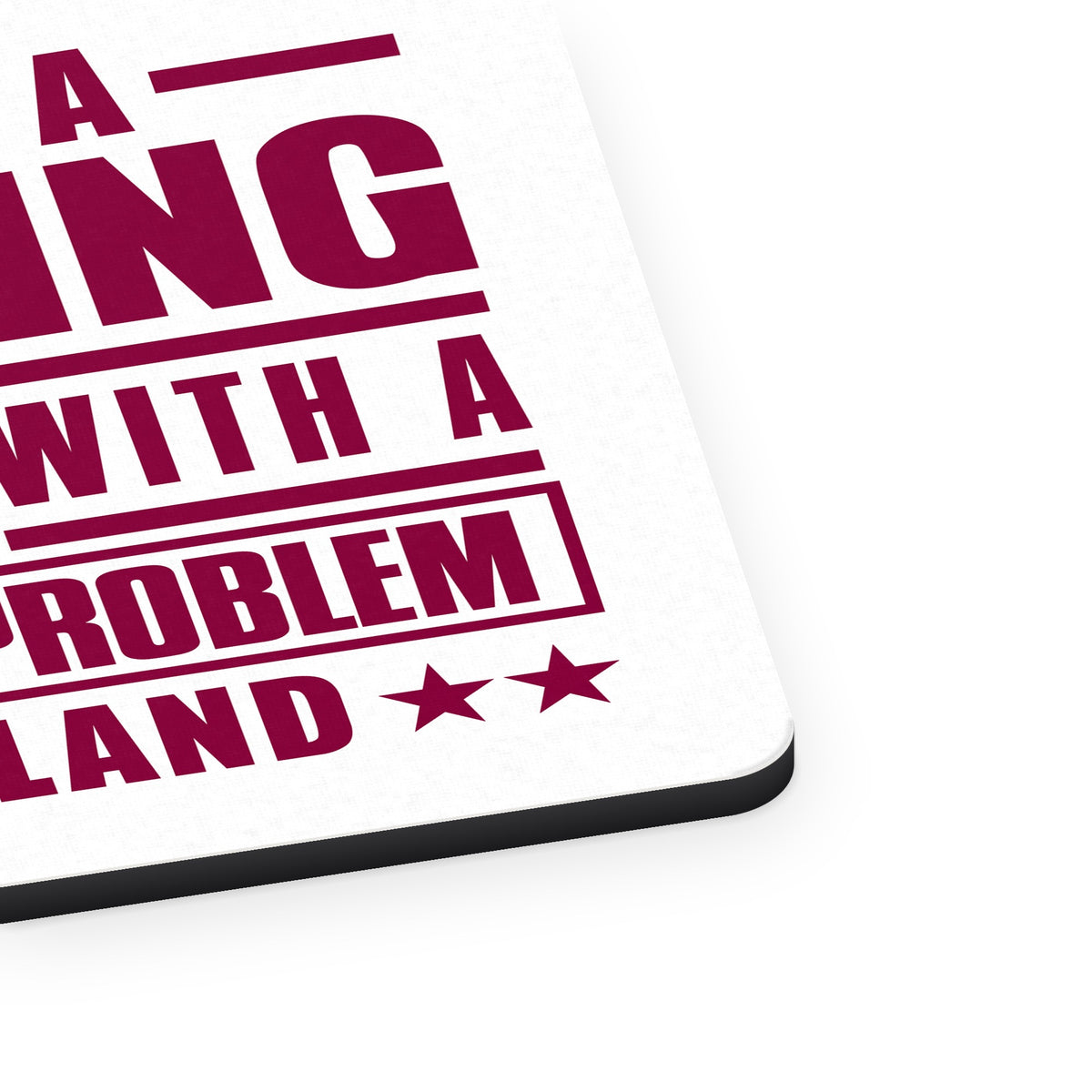 Cleveland Drinking City Sports Problem mouse pad, close-up of the fabric surface and rubber edge