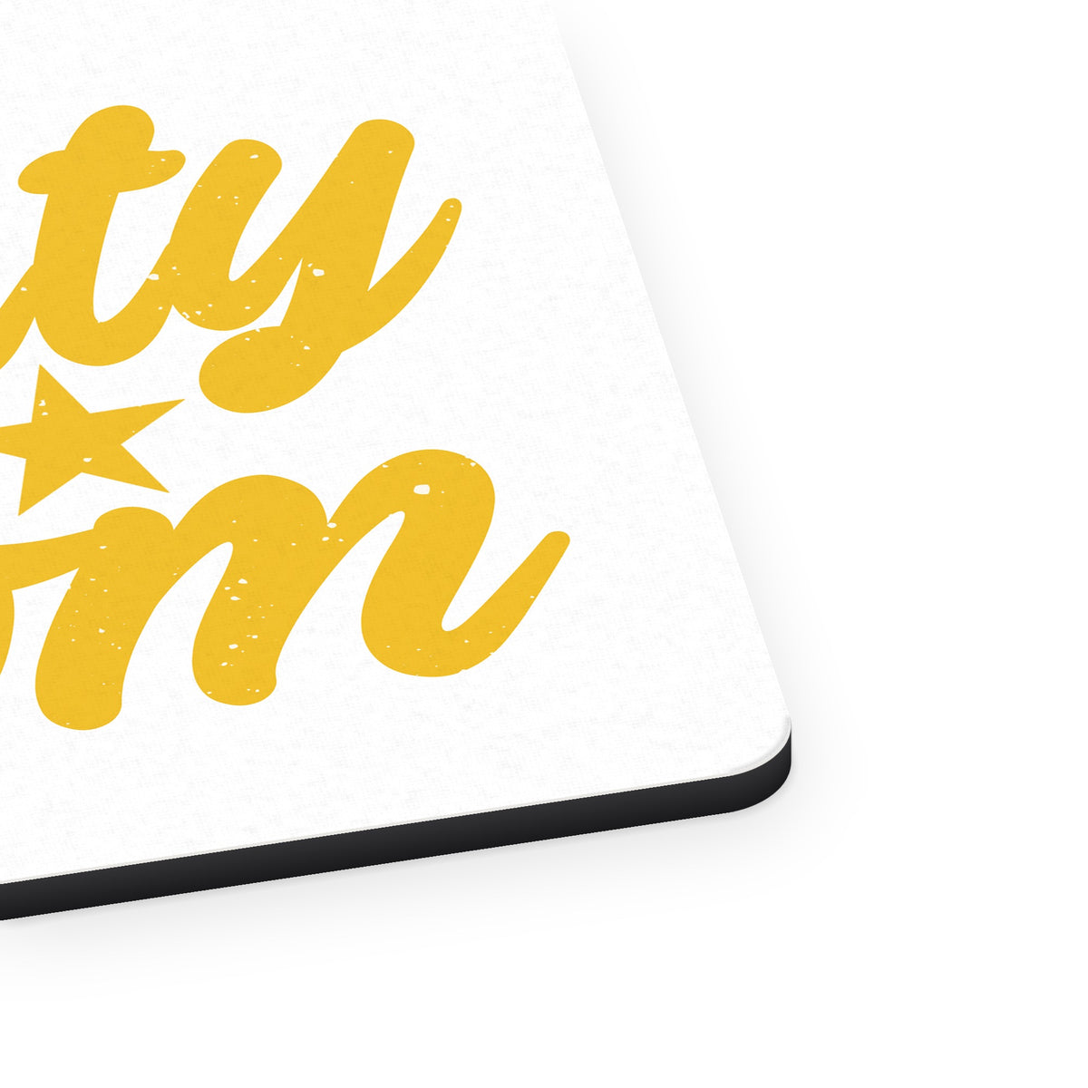 Sporty Mom mouse pad, close-up of the fabric surface and rubber edge