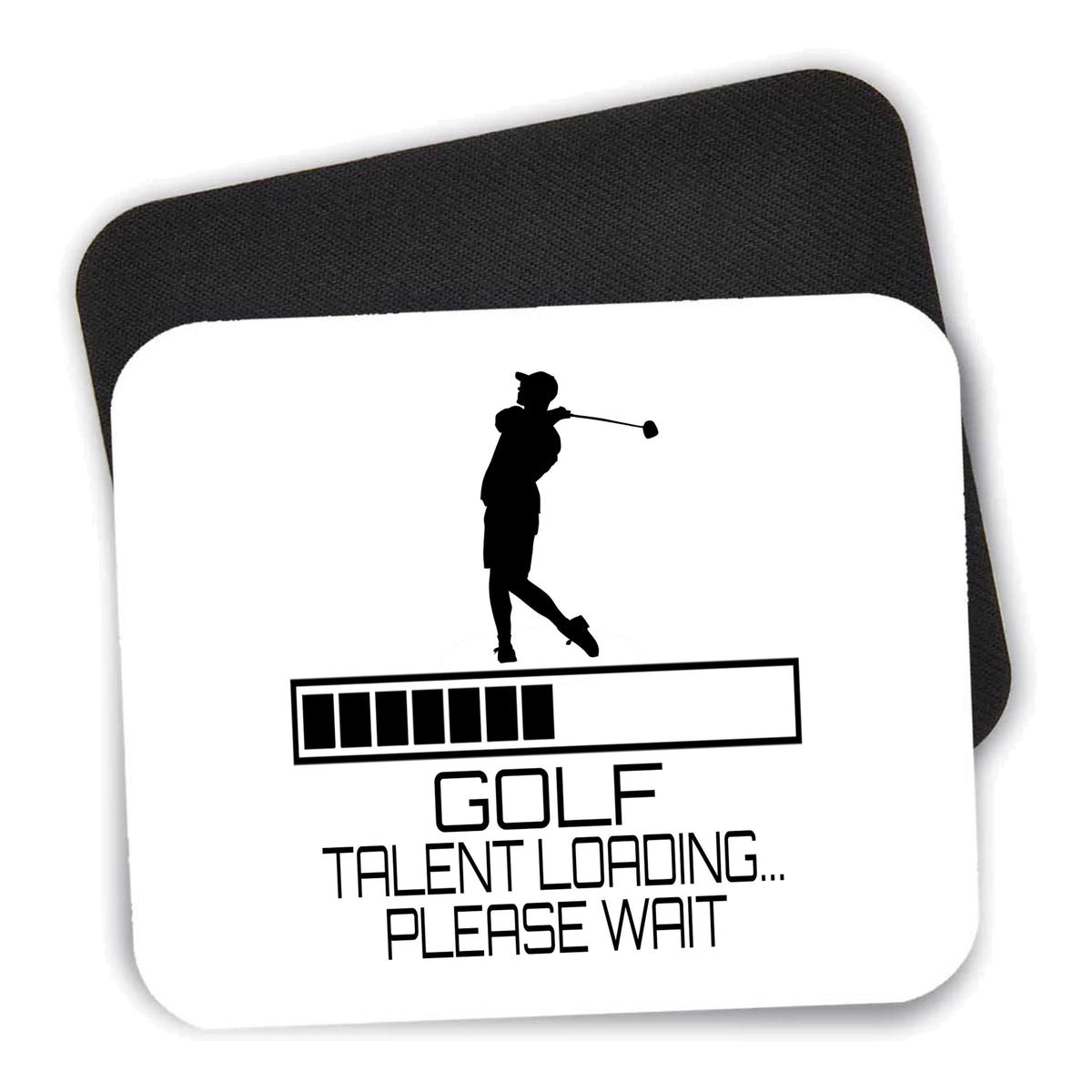 Golf Talent Loading Please Wait mouse pad shown with its black non-slip rubber underside
