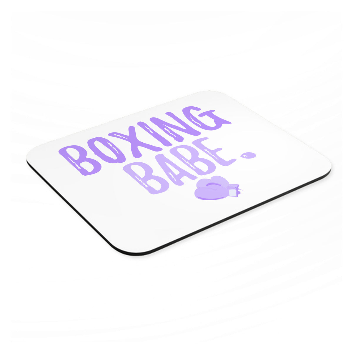 Boxing Babe mouse pad, angled view showing the 1/4 inch thick base