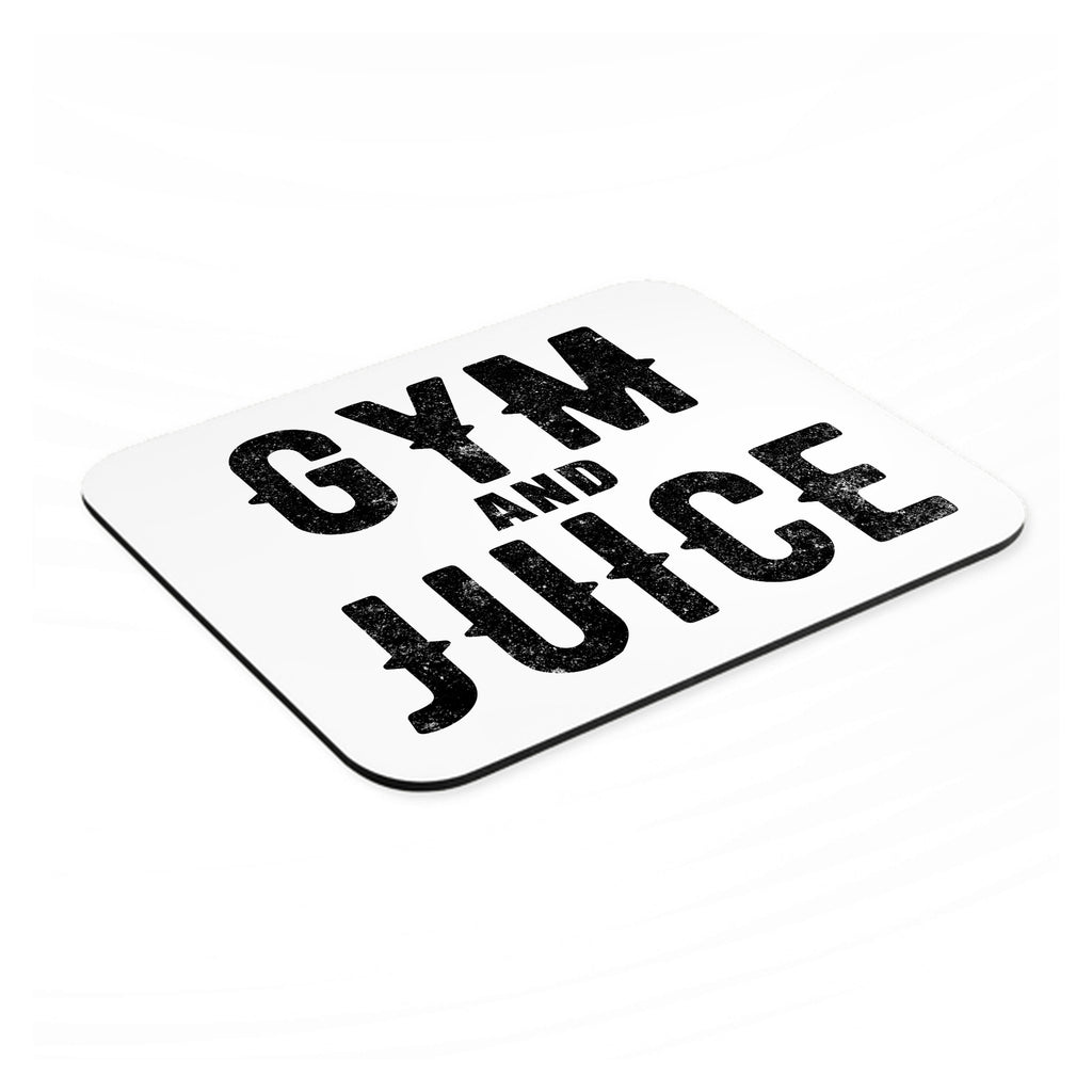 Gym And Juice mouse pad, angled view showing the 1/4 inch thick base