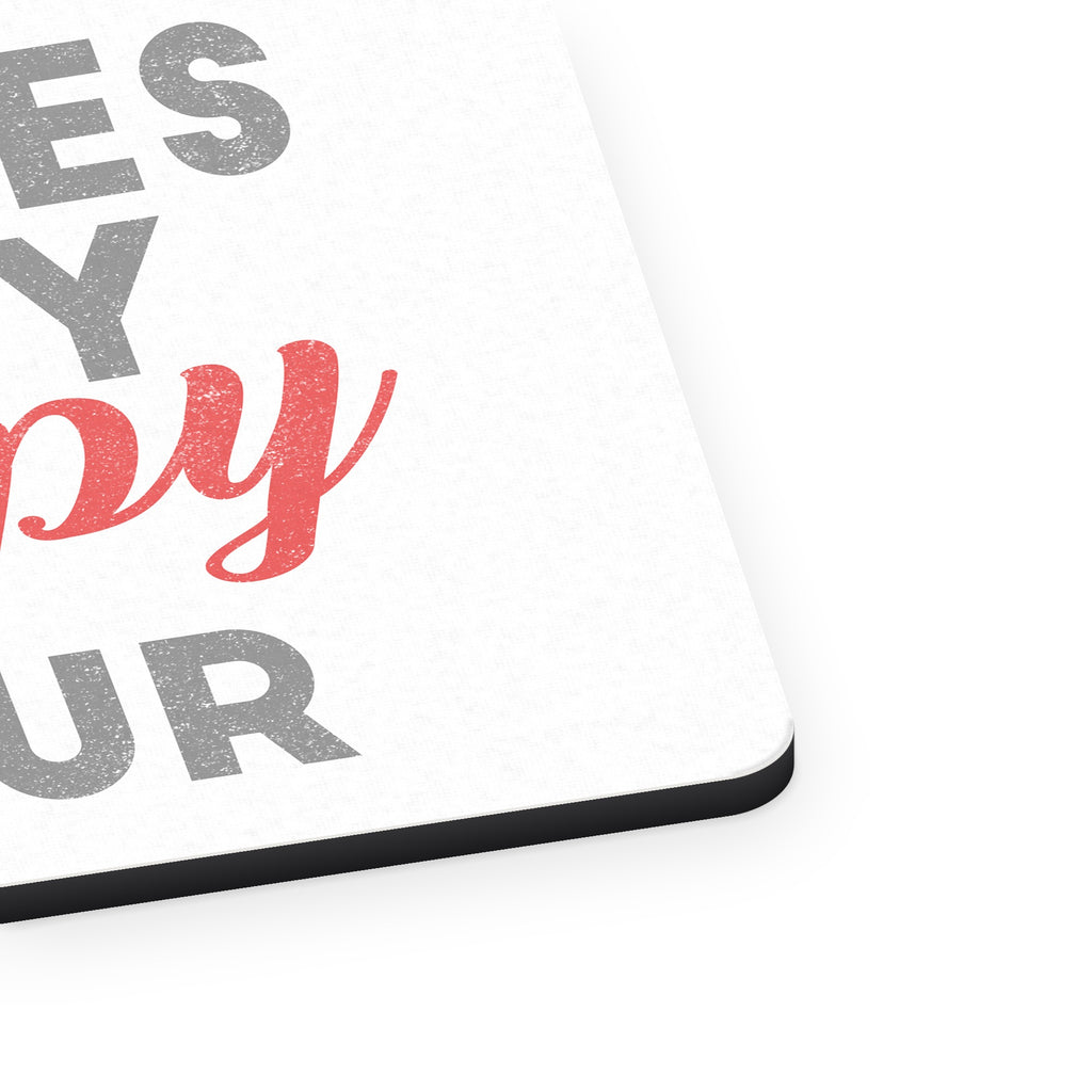 Pilates is My Happy Hour mouse pad, close-up of the fabric surface and rubber edge