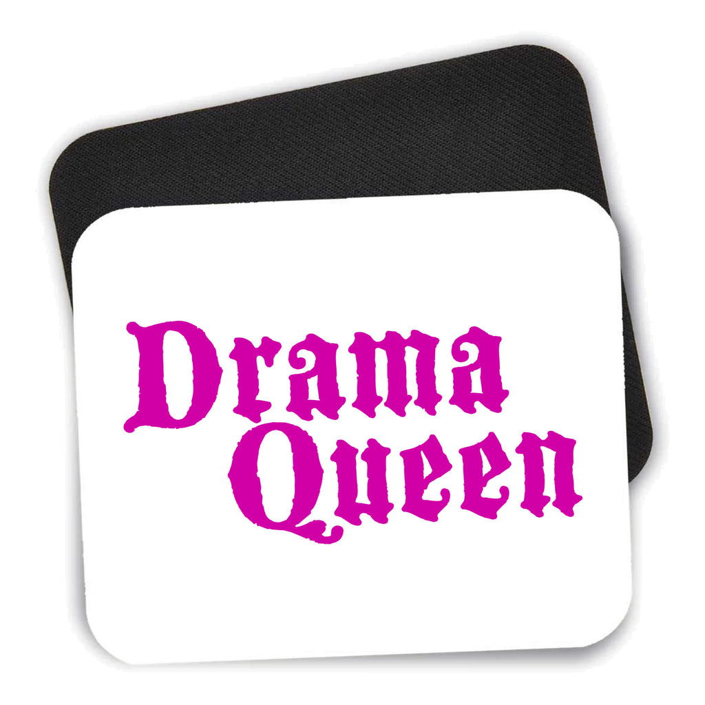 Drama Queen mouse pad shown with its black non-slip rubber underside