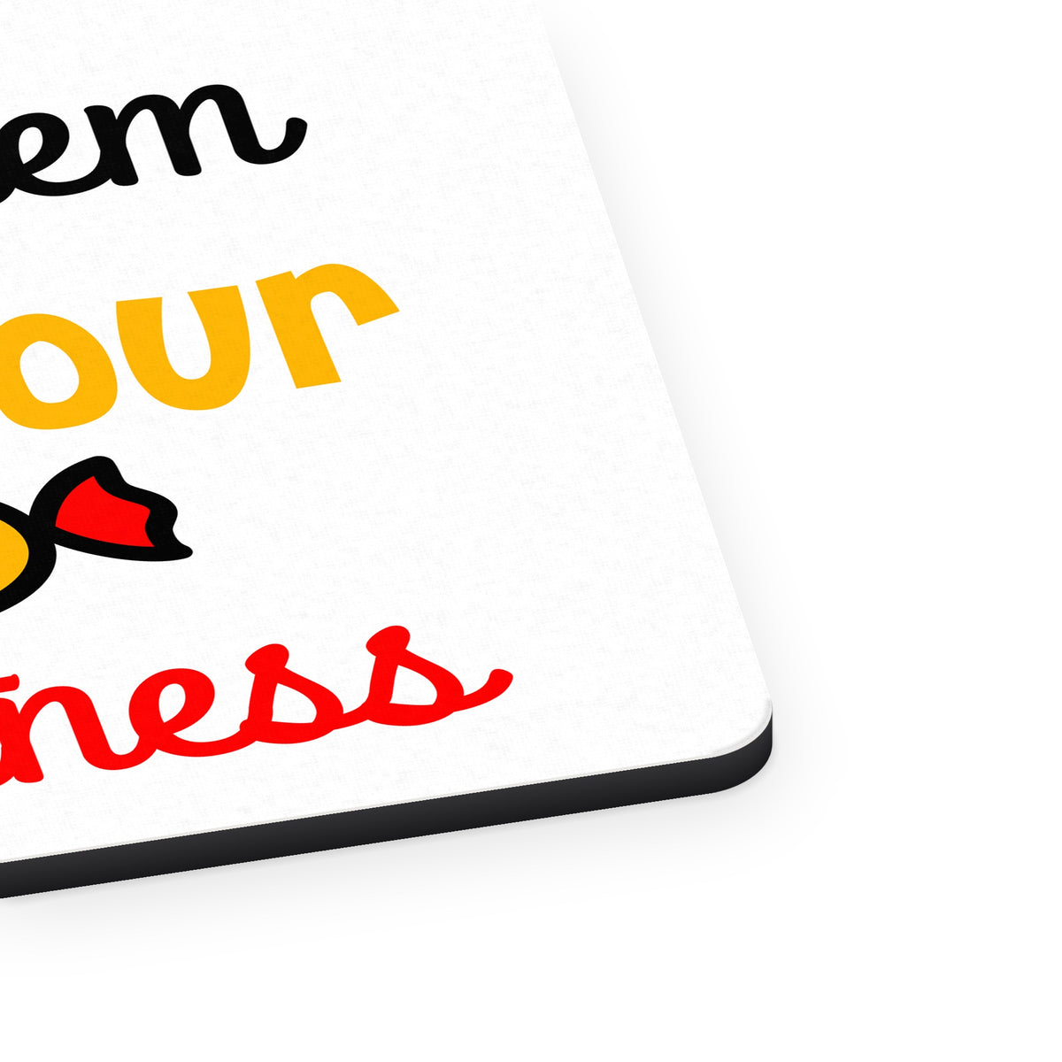Slay Them With Your Sweetness mouse pad, close-up of the fabric surface and rubber edge