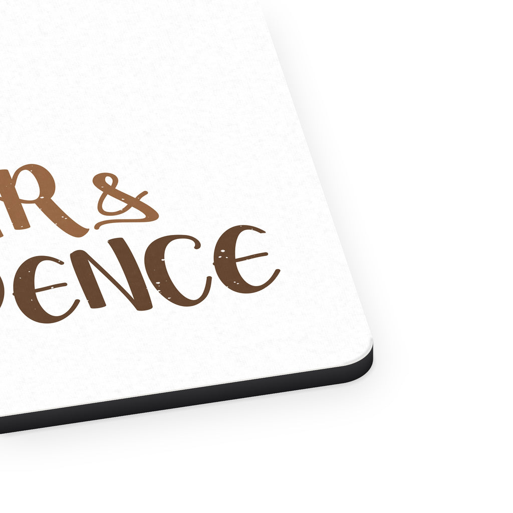 Coffee Contour & Confidence mouse pad, close-up of the fabric surface and rubber edge