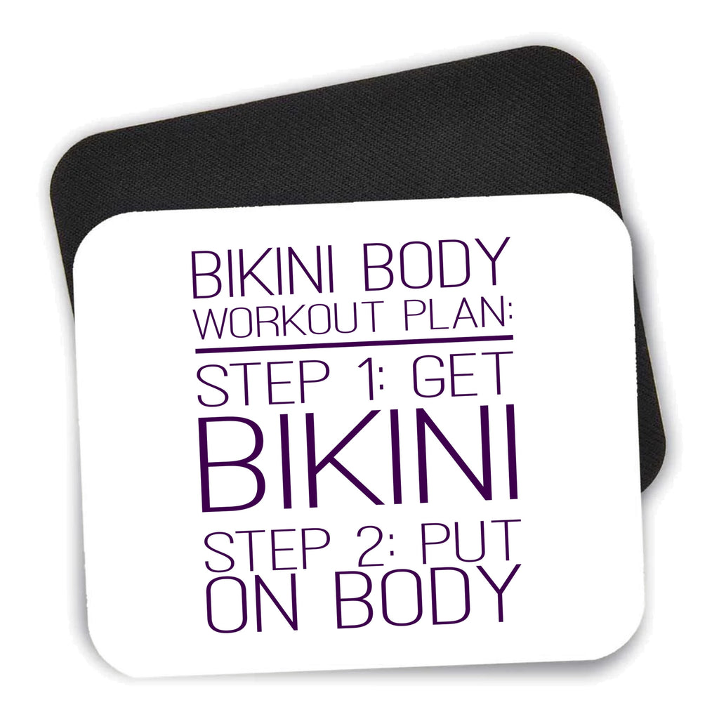 Bikini Body Workout Plan Get Bikini Put On Body mouse pad shown with its black non-slip rubber underside