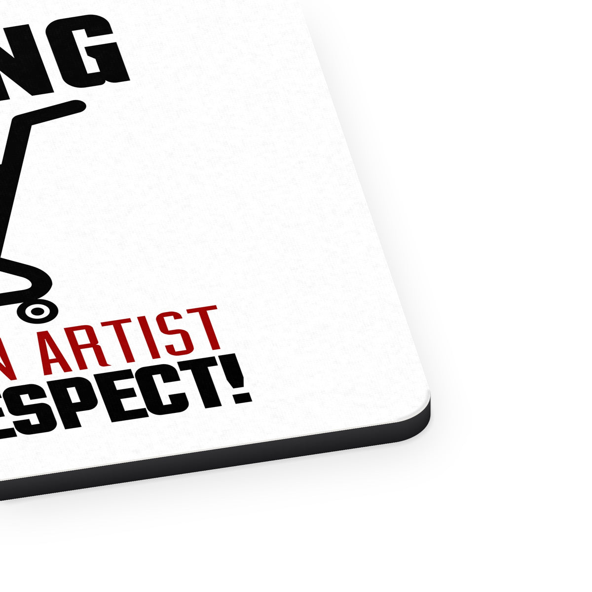 Shopping is an Art I'm an Artist Respect mouse pad, close-up of the fabric surface and rubber edge