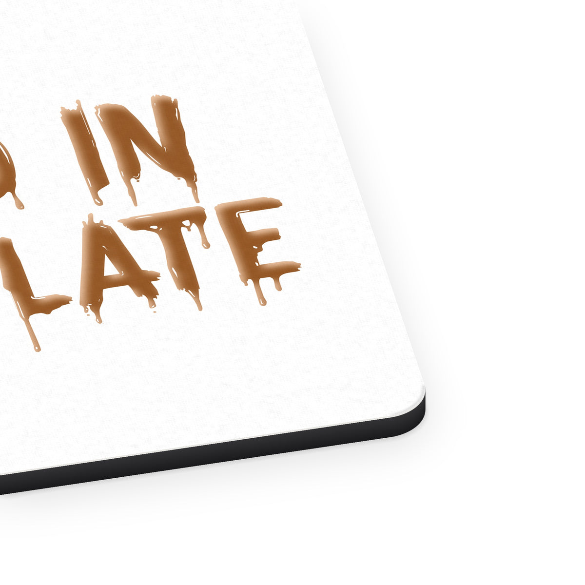 Dipped in Chocolate mouse pad, close-up of the fabric surface and rubber edge