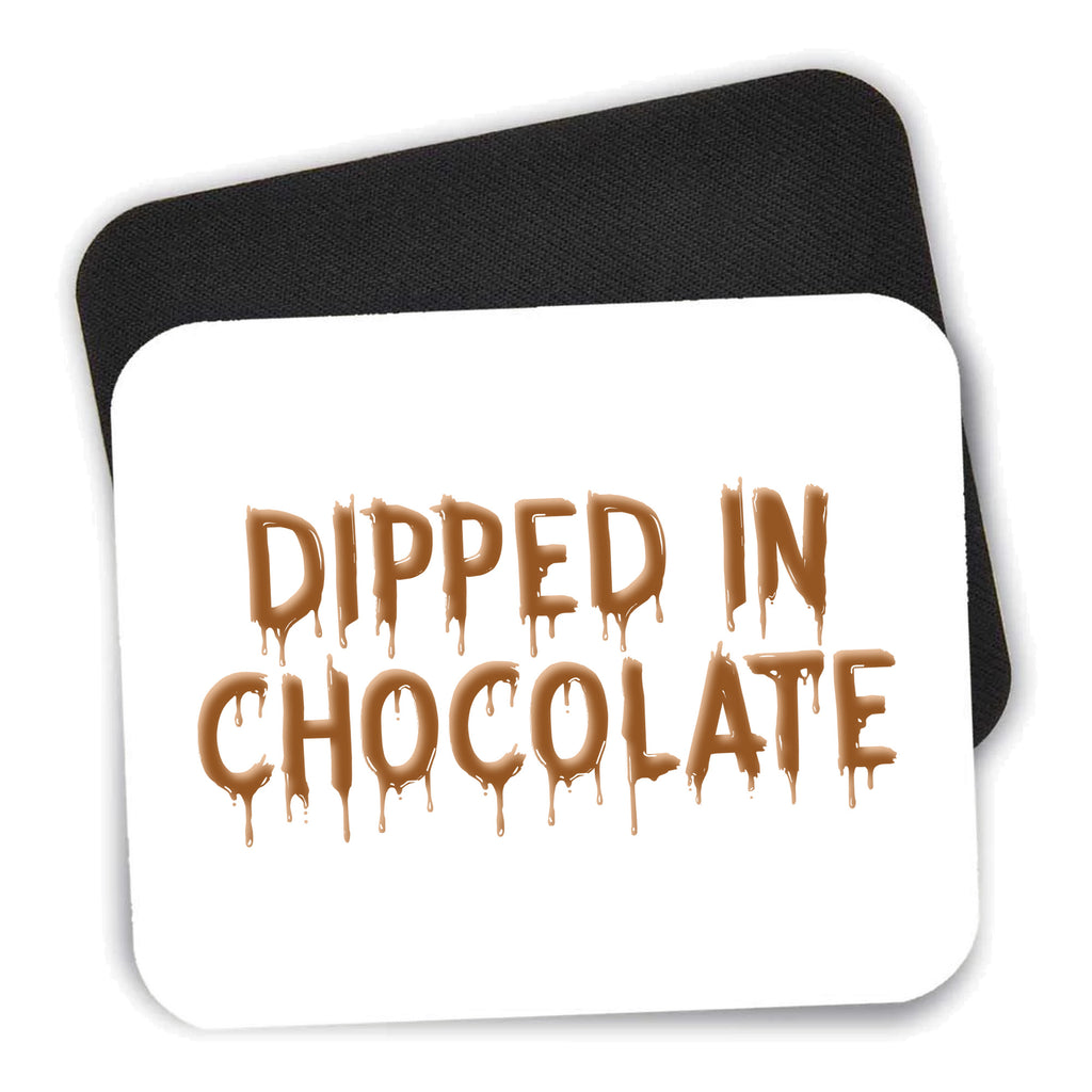 Dipped in Chocolate mouse pad shown with its black non-slip rubber underside