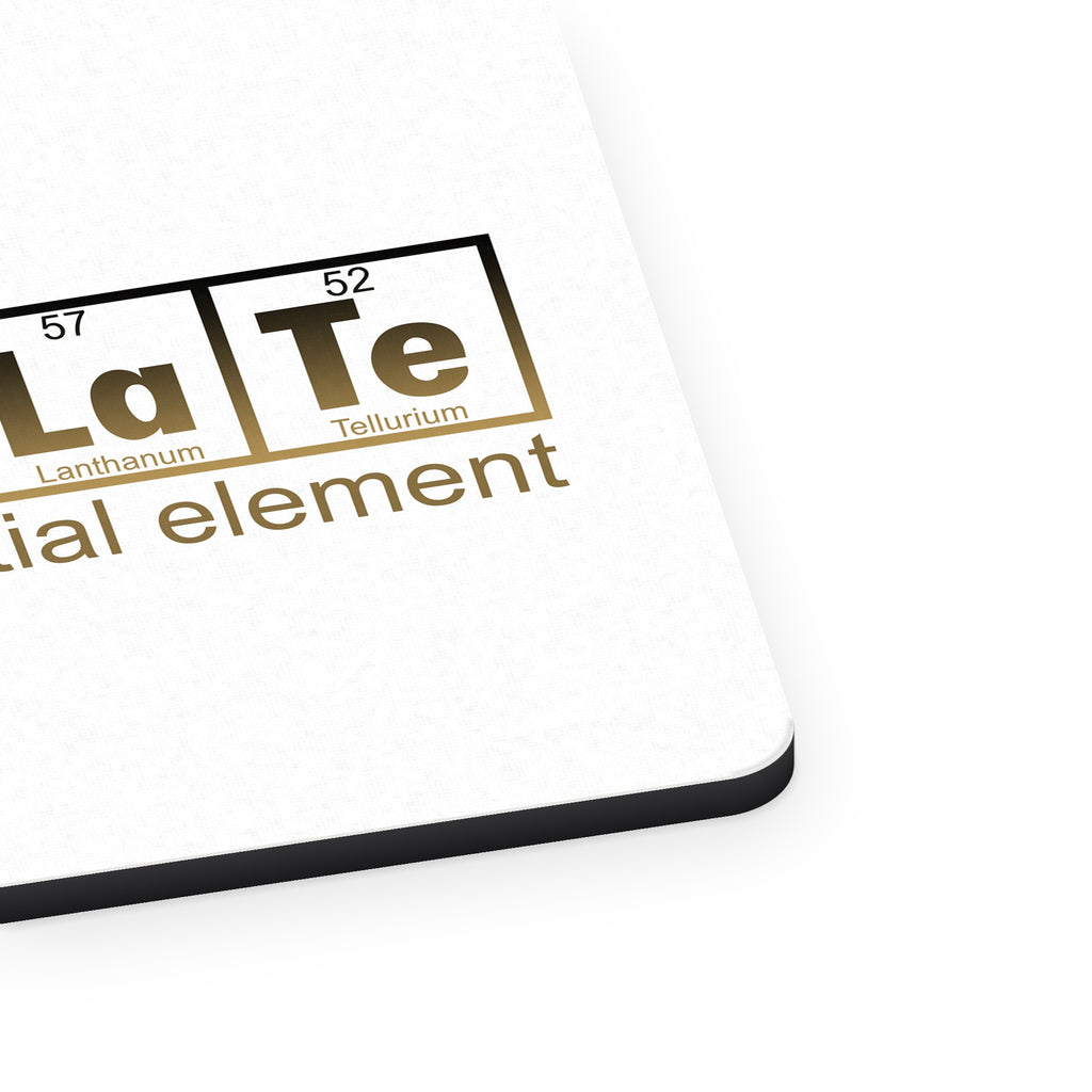 Chocolate The Most Essential Element mouse pad, close-up of the fabric surface and rubber edge