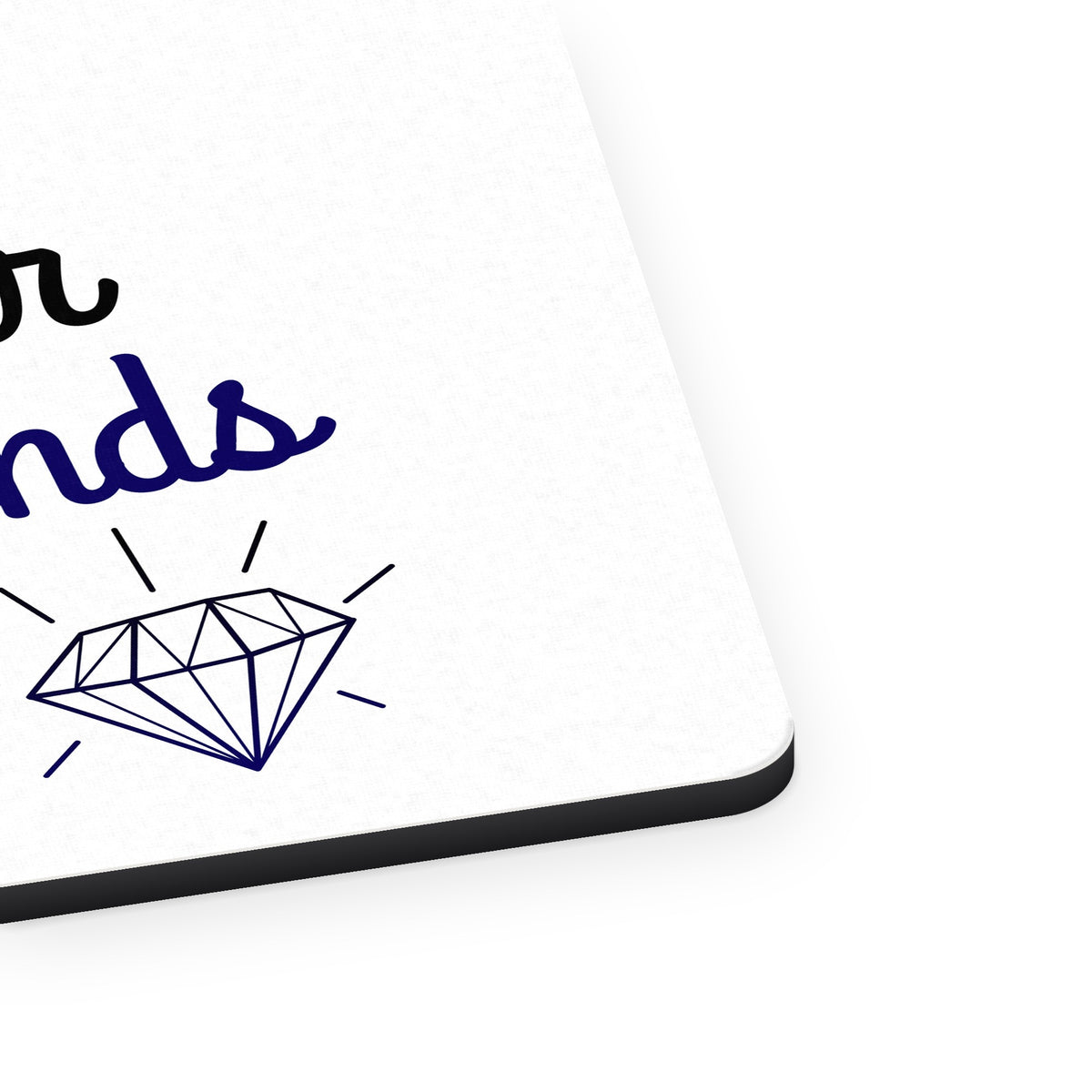 Born to Wear Diamonds mouse pad, close-up of the fabric surface and rubber edge