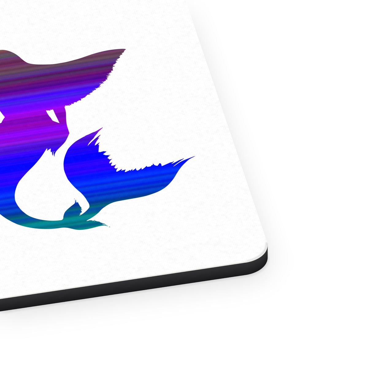 I'm Done Adulting Let's Be Mermaids mouse pad, close-up of the fabric surface and rubber edge