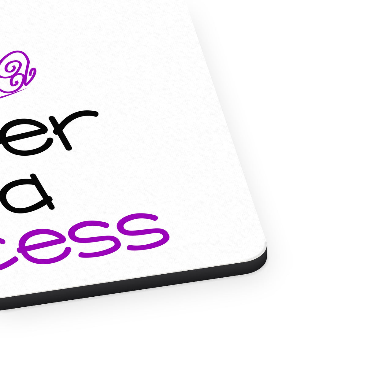 Mother of a Princess mouse pad, close-up of the fabric surface and rubber edge