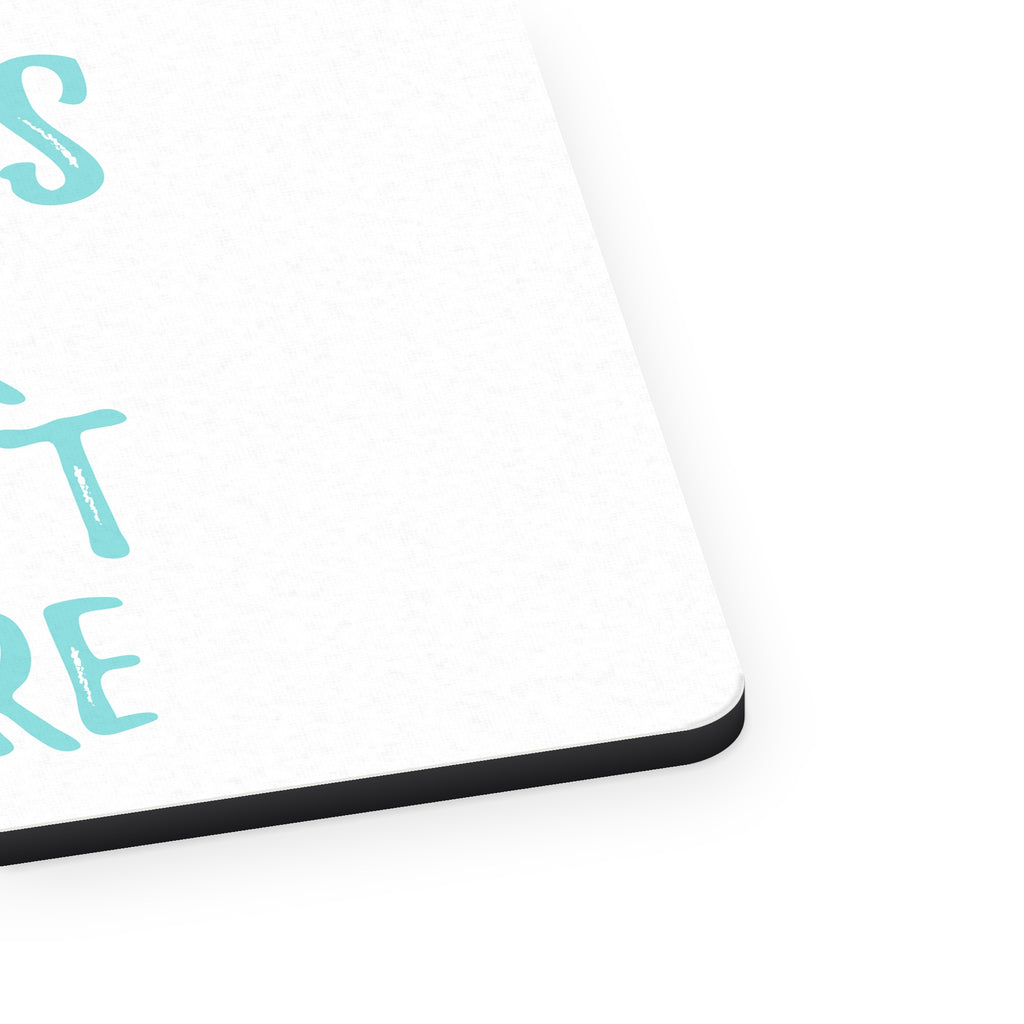 Pilates Hair Don't Care mouse pad, close-up of the fabric surface and rubber edge
