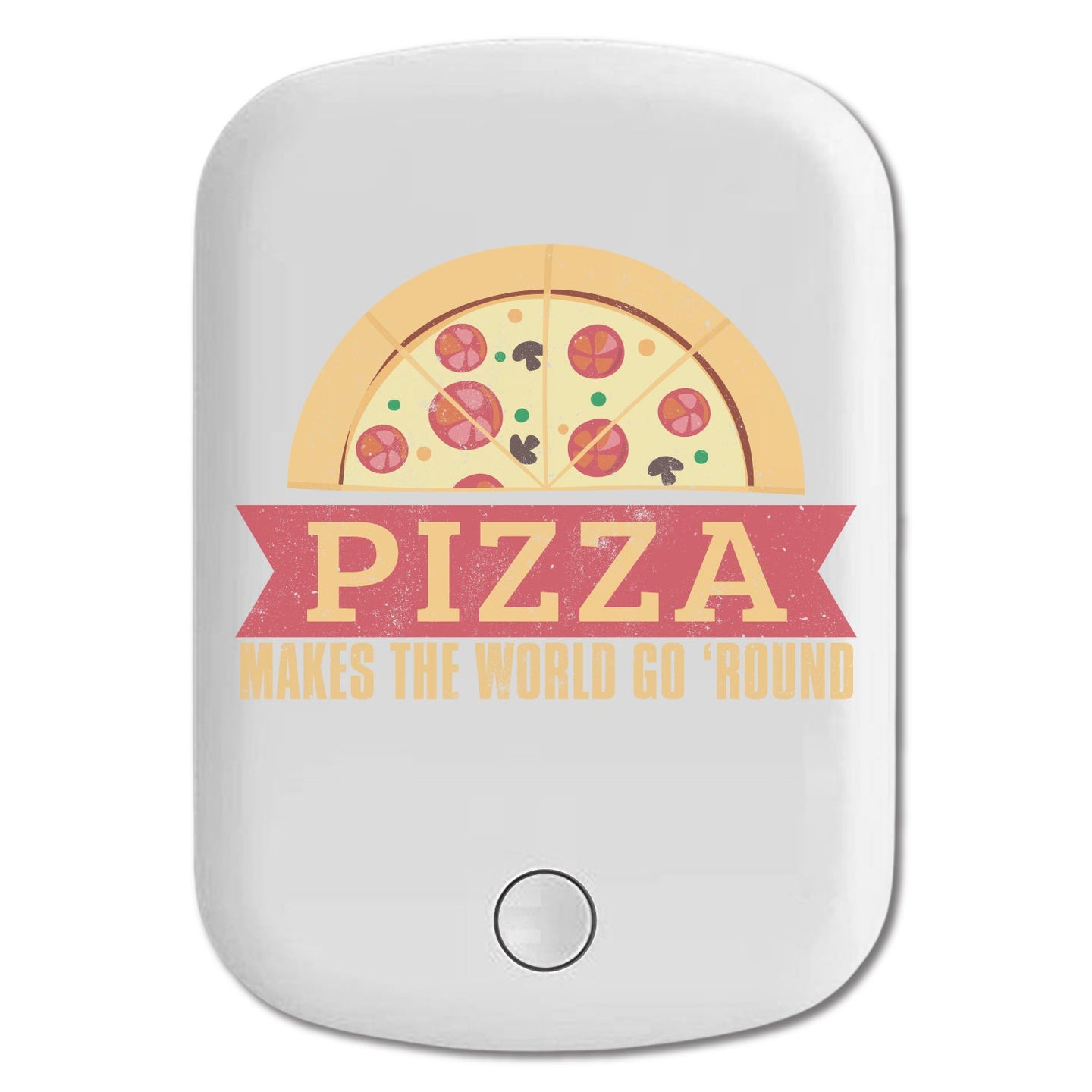 DistinctInk Magnetic Battery Pack, Wireless Portable Charger with USB-C Cable, Compatible with MagSafe iPhone 14 / 13 / 12 Series - Pizza Makes World Go Round
