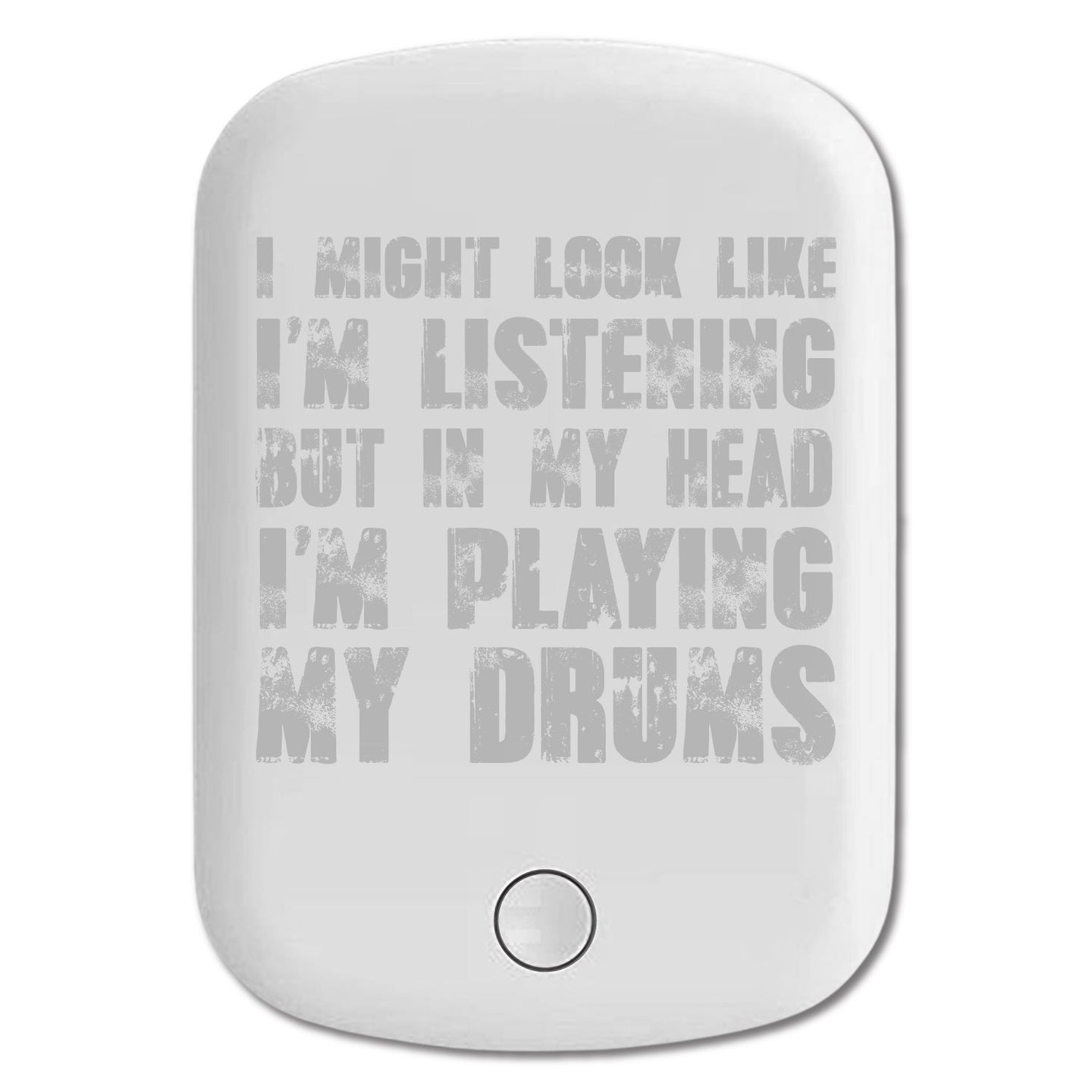 DistinctInk Magnetic Battery Pack, Wireless Portable Charger with USB-C Cable, Compatible with MagSafe iPhone 14 / 13 / 12 Series - In My Head, I'm Playing Drums