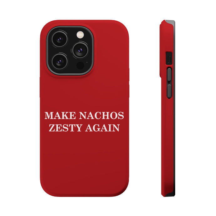 DistinctInk Tough Case for Apple iPhone, Compatible with MagSafe Charging - Make Nachos Zesty Again