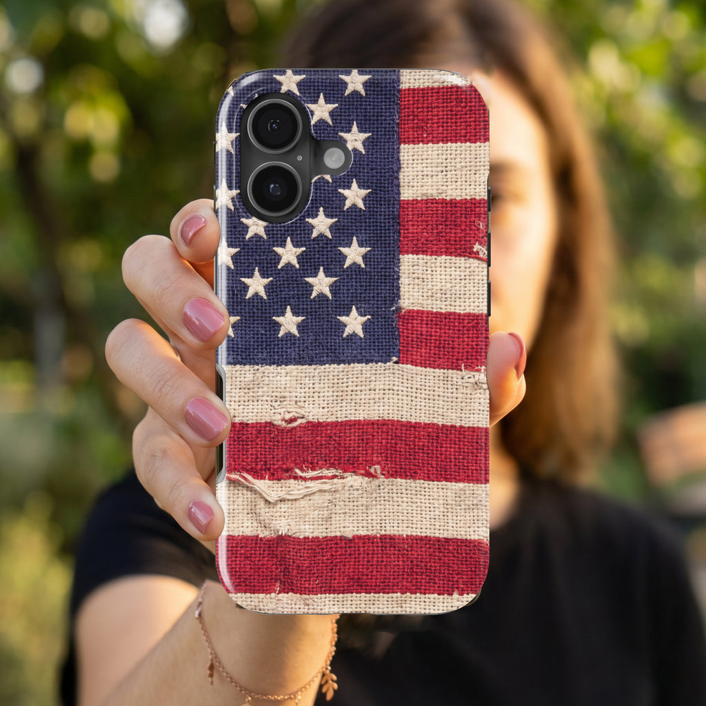 Weathered American Flag magnetic tough case for iPhone
