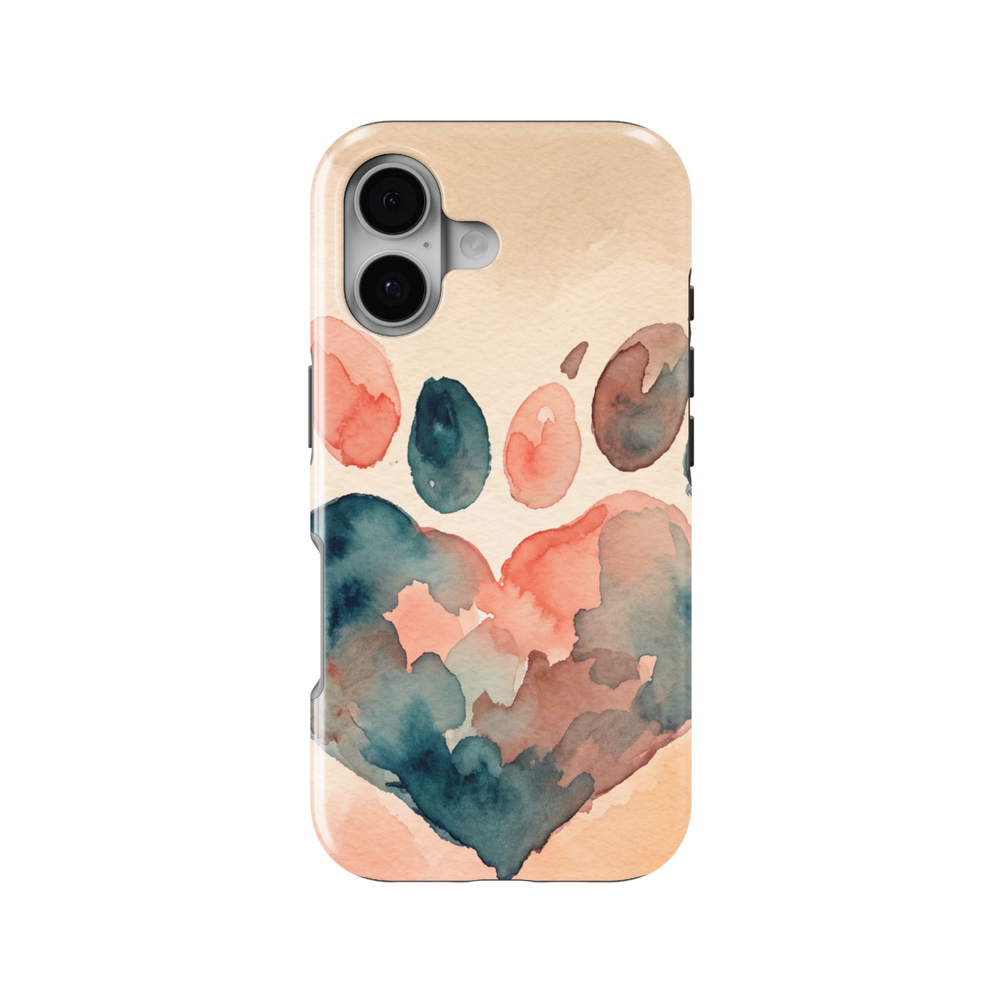Watercolor Paw Heart magnetic tough case for iPhone