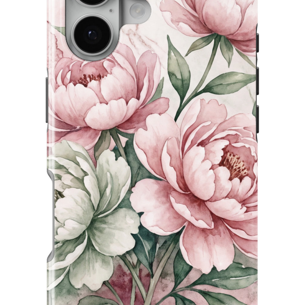 Watercolor Peony Floral magnetic tough case for iPhone
