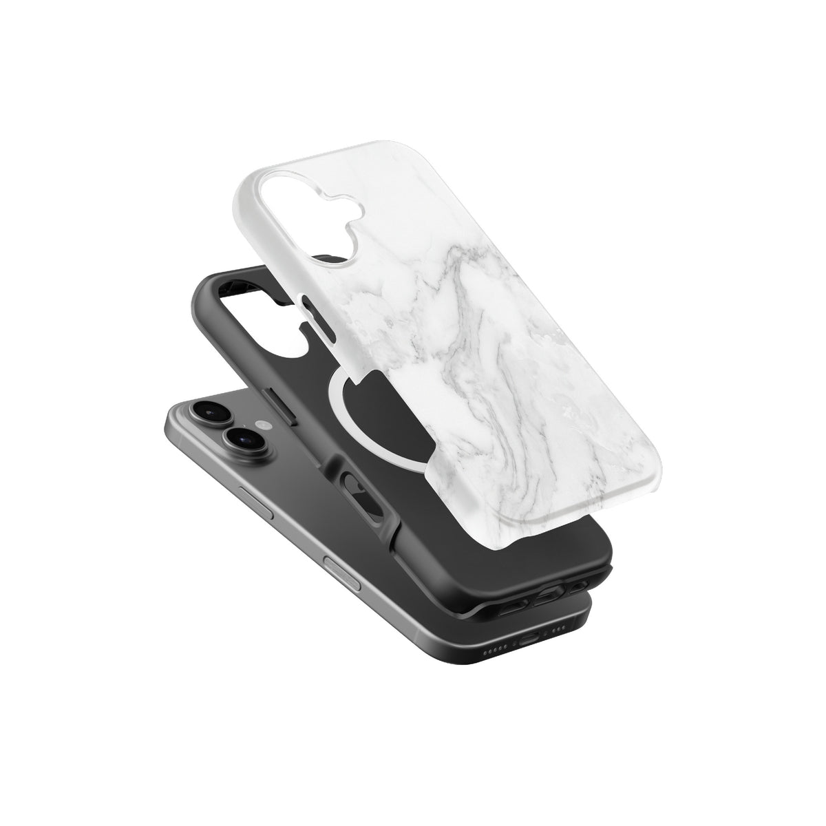 White Marble magnetic tough case for iPhone