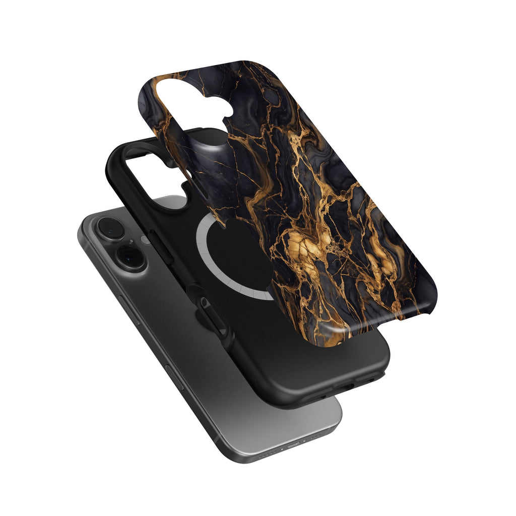 Black Gold Marble magnetic tough case for iPhone