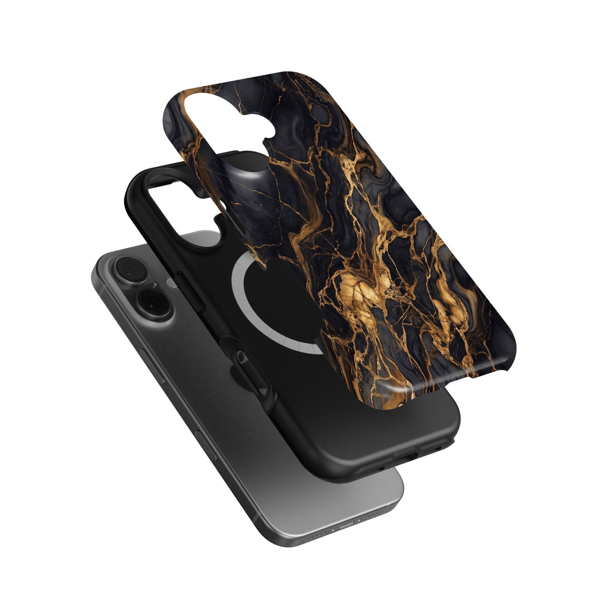 Black Gold Marble magnetic tough case for iPhone