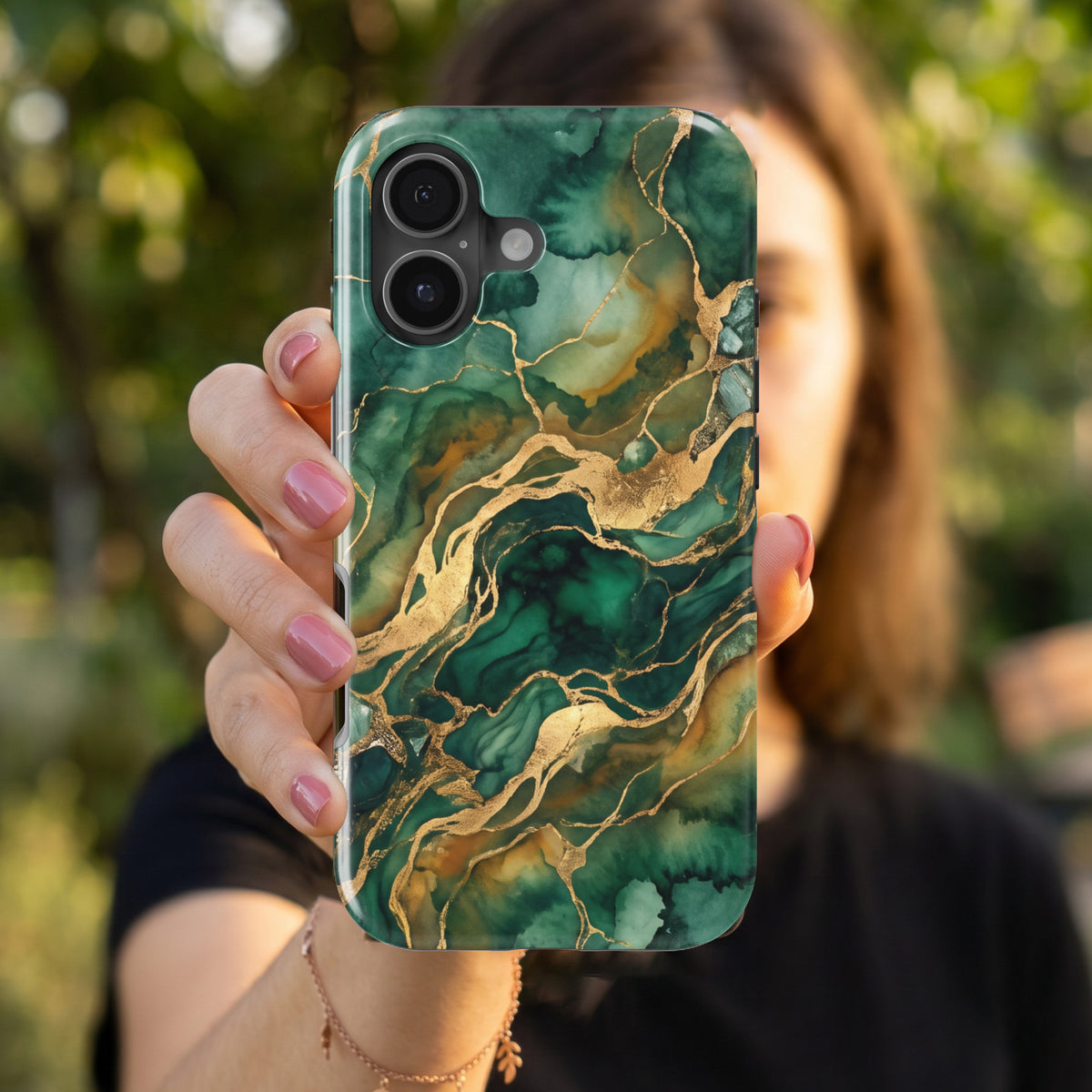 Emerald Marble magnetic tough case for iPhone