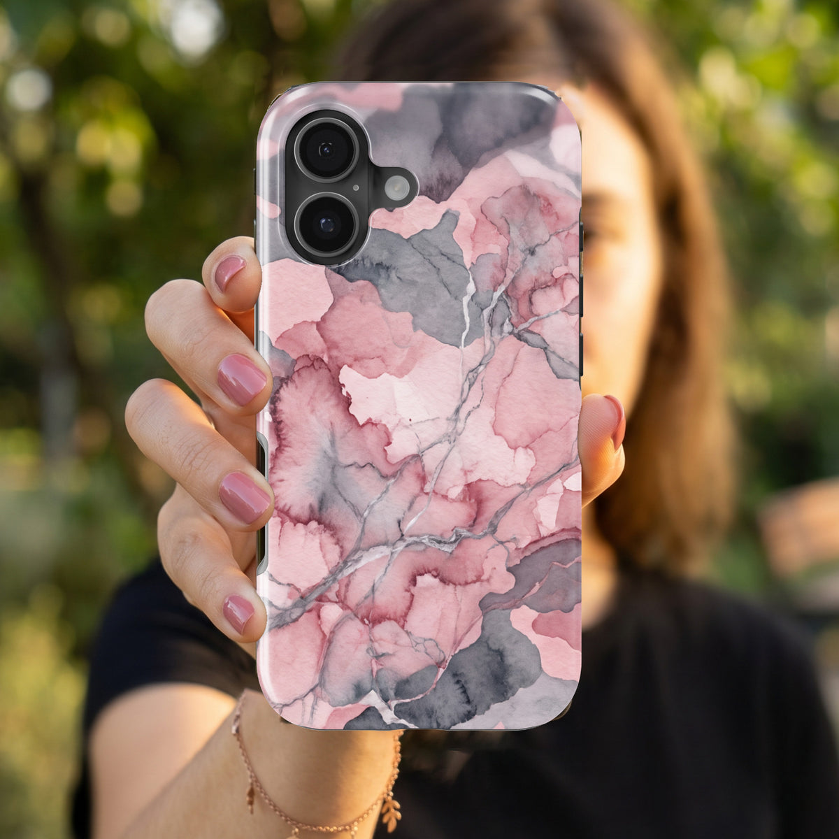 Pink Camo magnetic tough case for iPhone