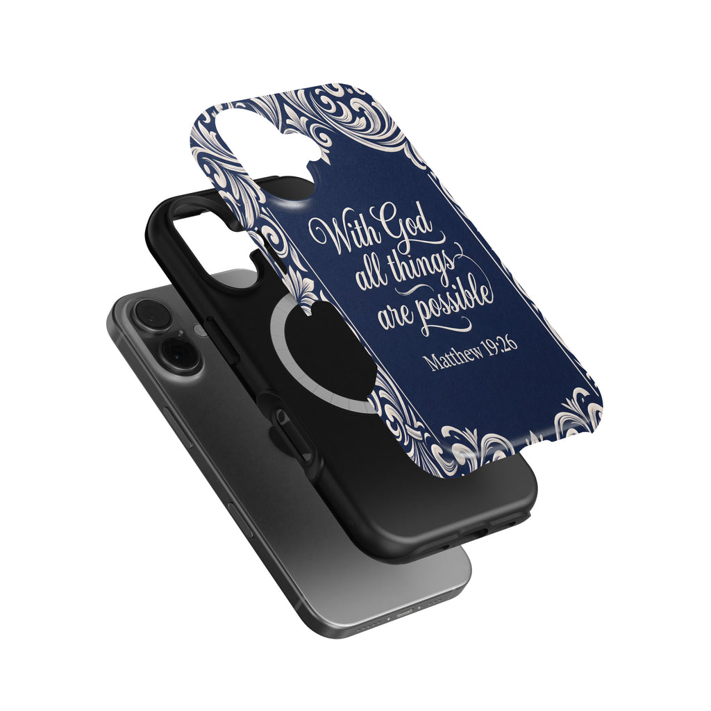 Matthew 19:26 magnetic tough case for iPhone