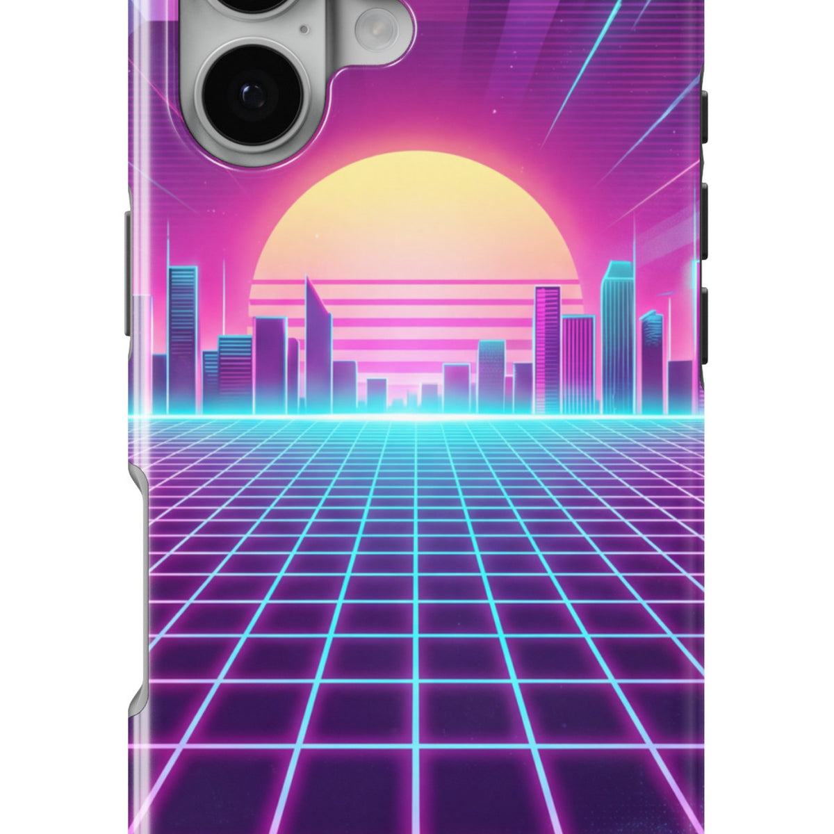 80s Neon Grid magnetic tough case for iPhone