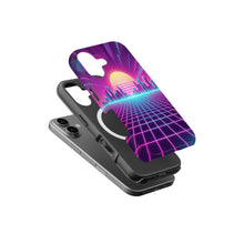 80s Neon Grid magnetic tough case for iPhone