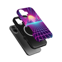 80s Neon Grid magnetic tough case for iPhone