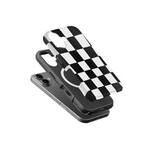 Checkerboard magnetic tough case for iPhone