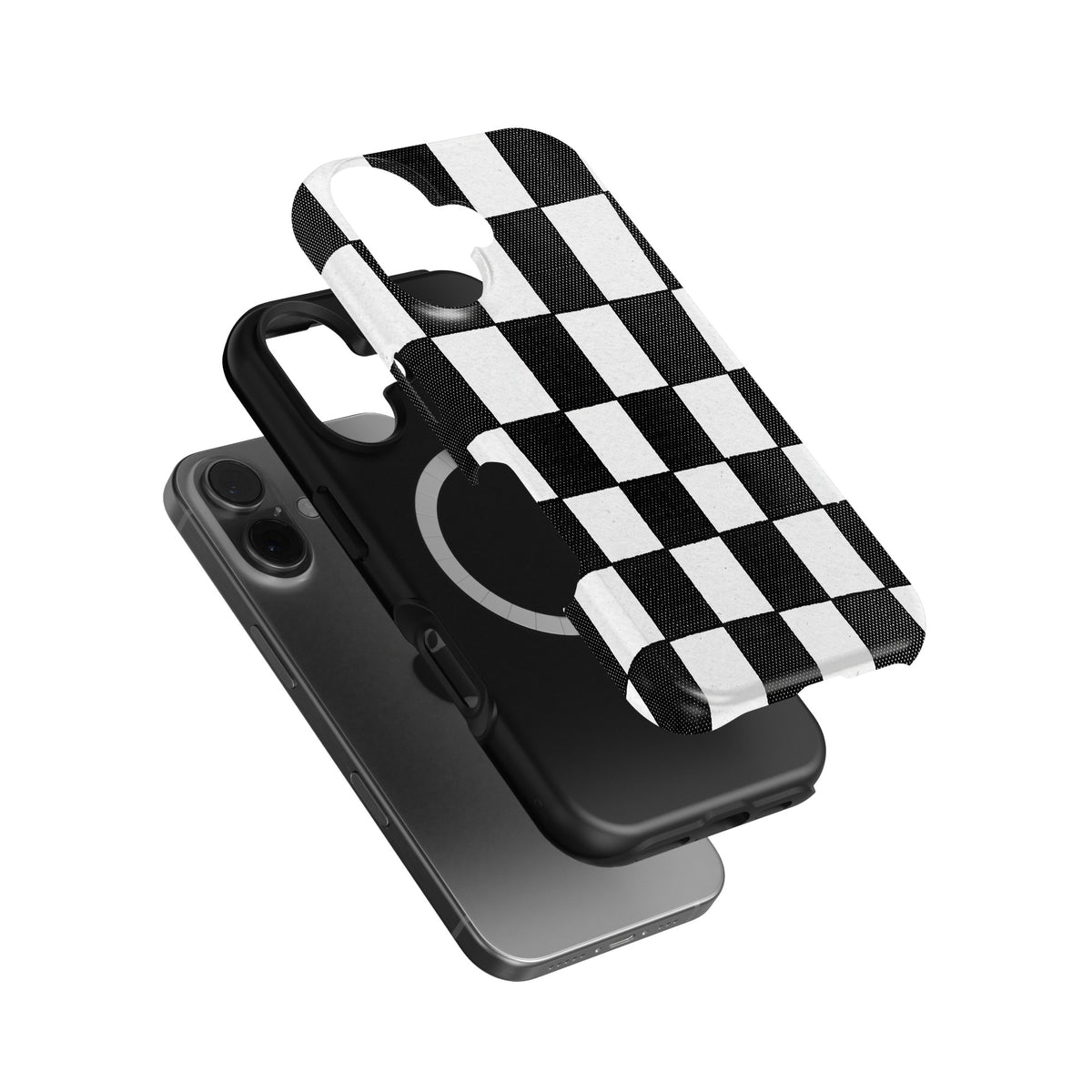 Checkerboard magnetic tough case for iPhone