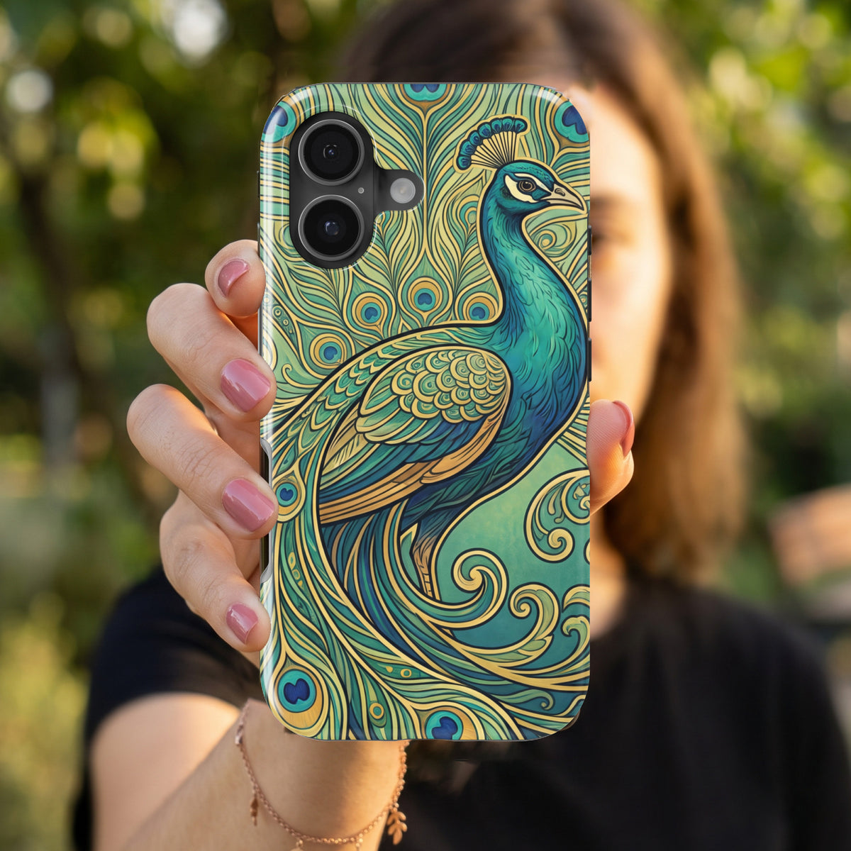 Art Nouveau Peacock magnetic tough case for iPhone