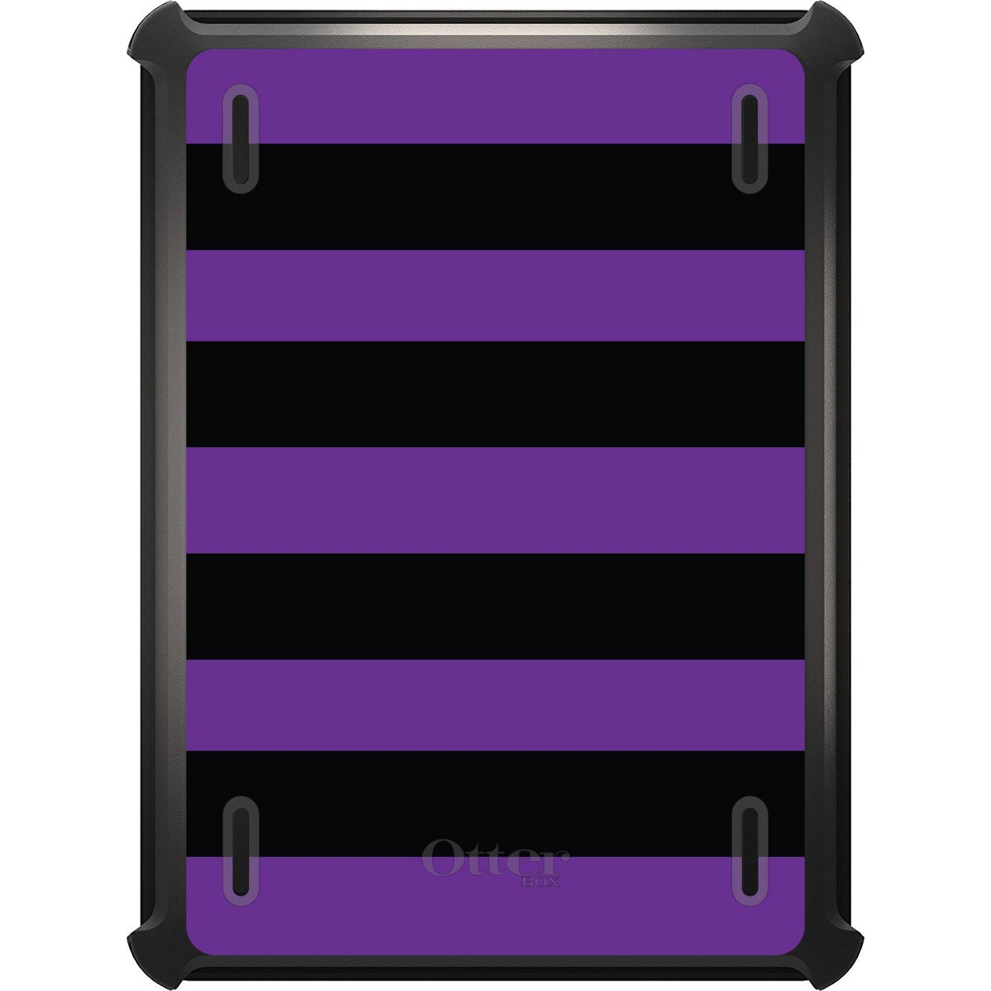 DistinctInk™ OtterBox Defender Series Case for Apple iPad / iPad Pro / iPad Air / iPad Mini - Black & Purple Bold Stripes